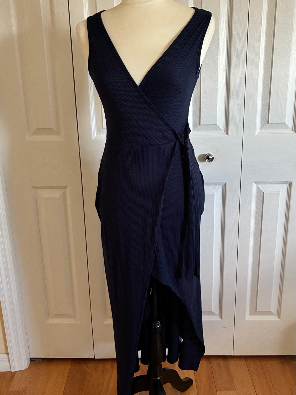 See You Monday Navy Ribbed Maxi Dress